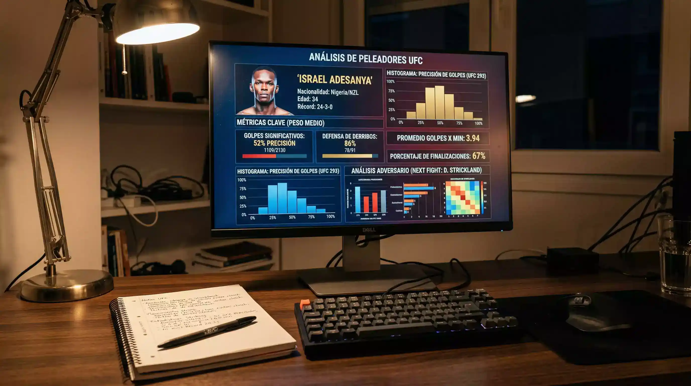 Analisis de estadisticas de luchador UFC en pantalla
