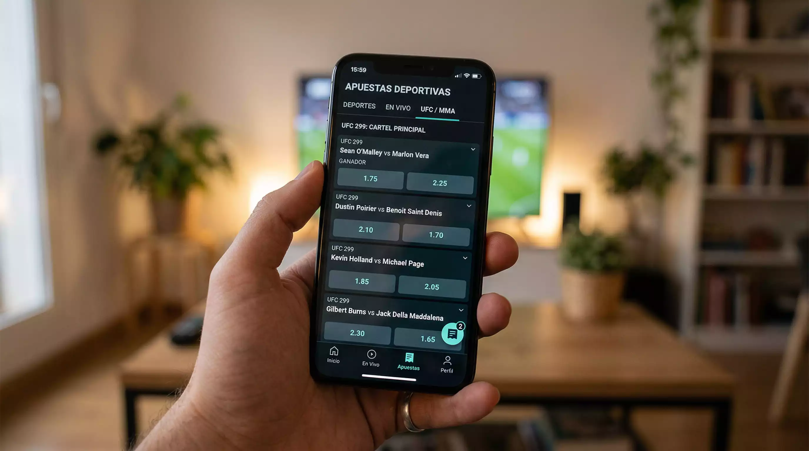 Cuotas decimales de UFC en casa de apuestas espanola